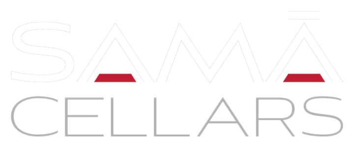 Sama Cellars Scrolled light version of the logo (Link to homepage)